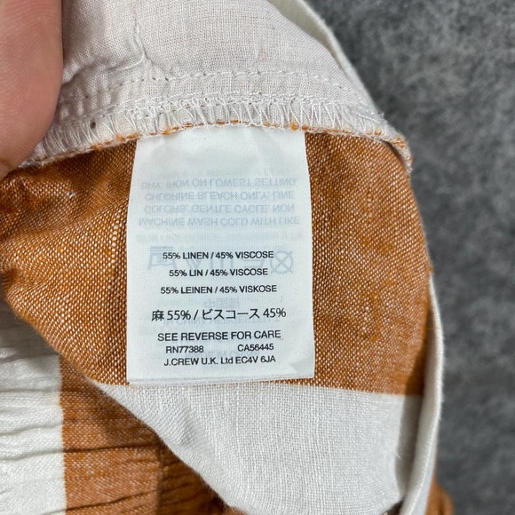 Madewell Pants XXS White Orange Evelyn Striped Huston Cropped Button Linen Blend - Picture 11 of 13